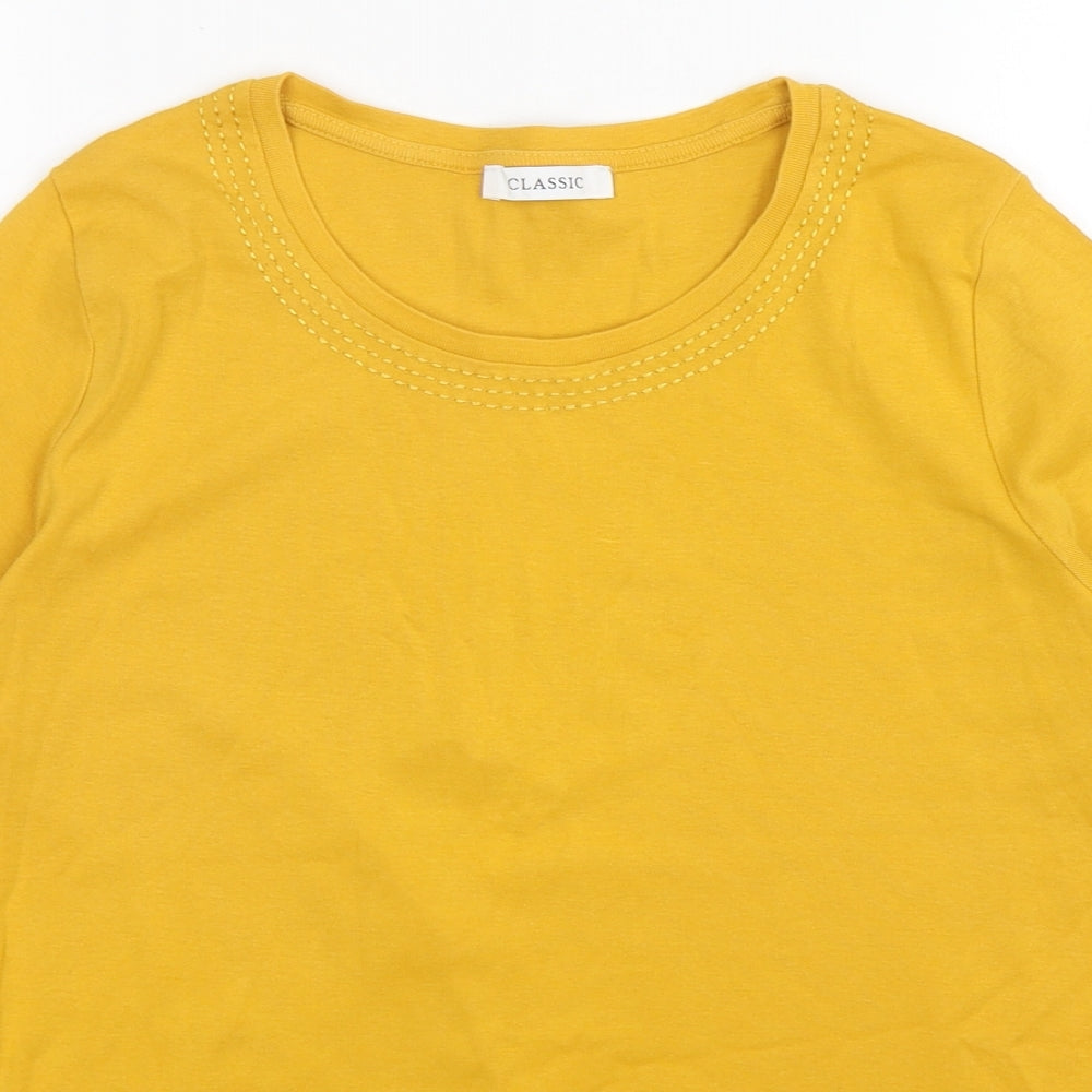 Marks and Spencer Womens Gold  Cotton Basic T-Shirt Size 12 Round Neck