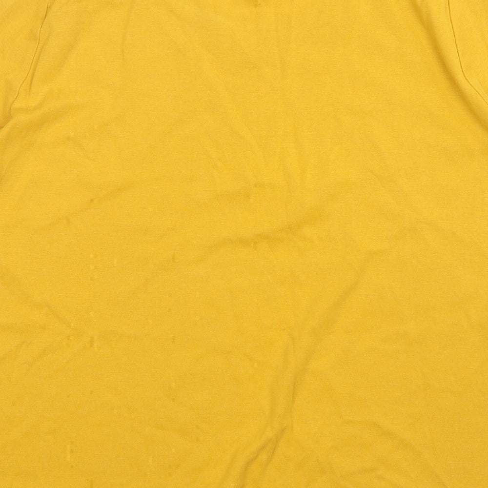 Marks and Spencer Womens Gold  Cotton Basic T-Shirt Size 12 Round Neck