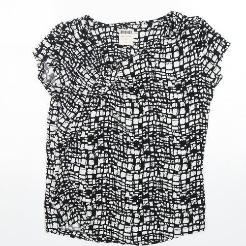 NEXT Womens Multicoloured Geometric Viscose Basic T-Shirt Size 10 Round Neck