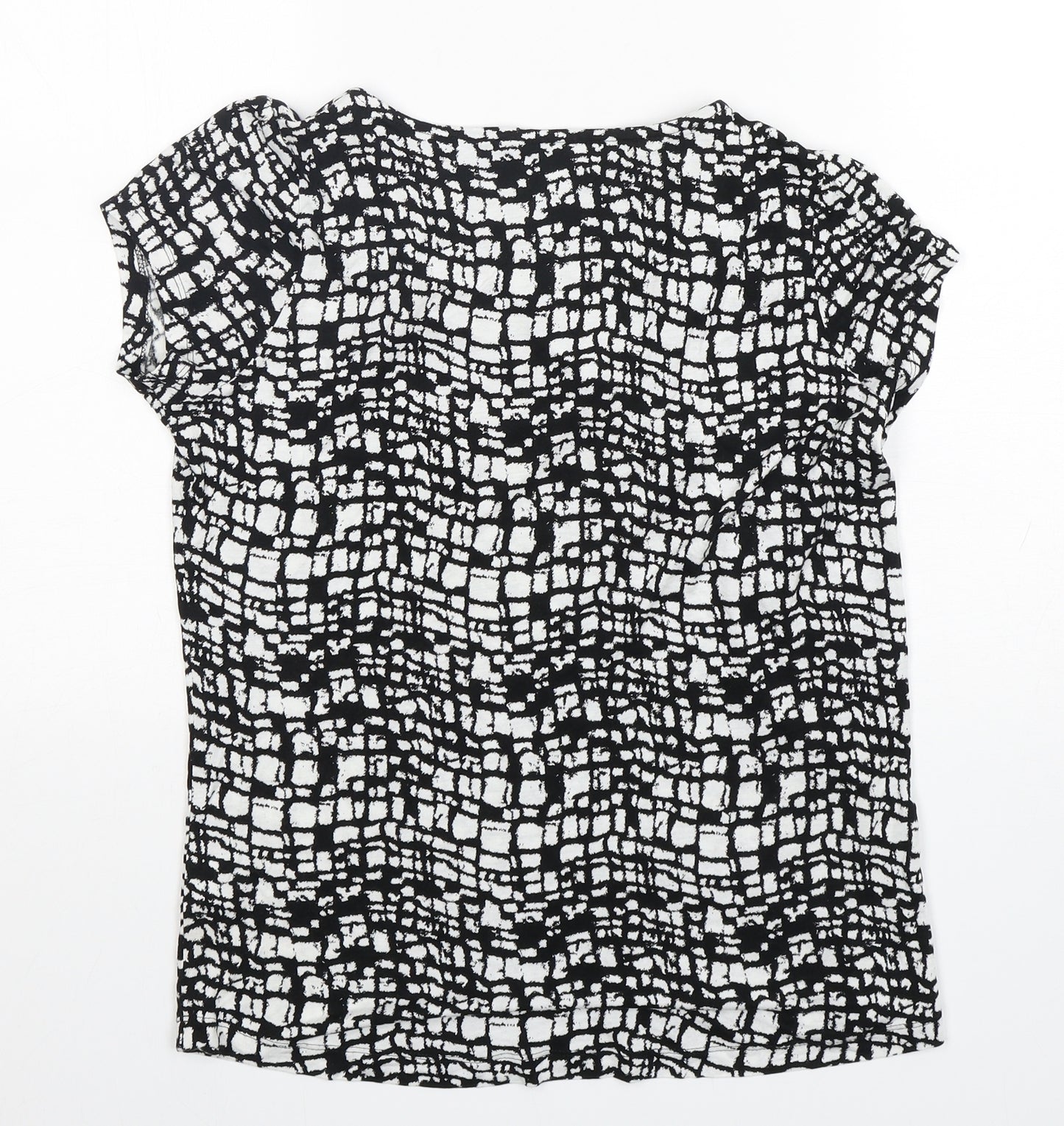 NEXT Womens Multicoloured Geometric Viscose Basic T-Shirt Size 10 Round Neck