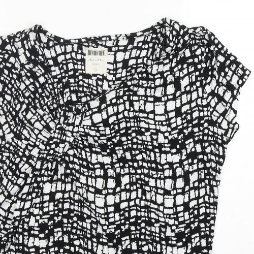 NEXT Womens Multicoloured Geometric Viscose Basic T-Shirt Size 10 Round Neck