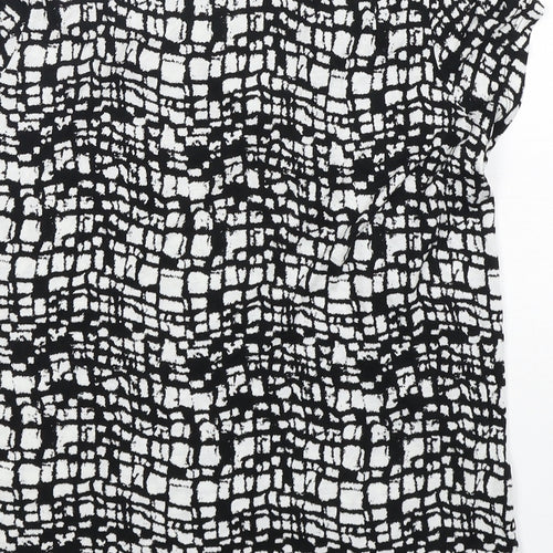 NEXT Womens Multicoloured Geometric Viscose Basic T-Shirt Size 10 Round Neck