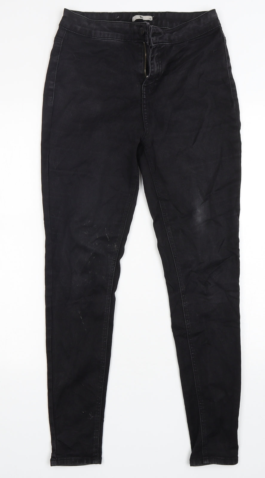 TU Womens Black  Cotton Skinny Jeans Size 12 L29 in Regular Button