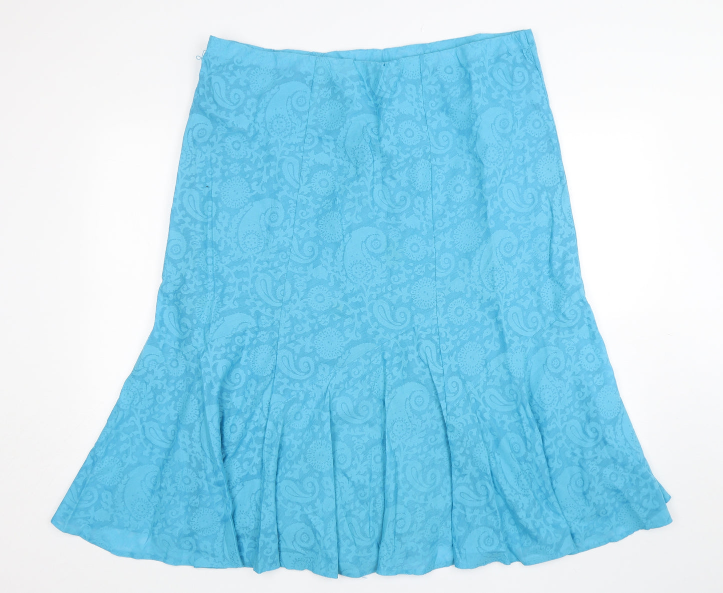 M&Co Womens Blue Paisley Cotton A-Line Skirt Size 20