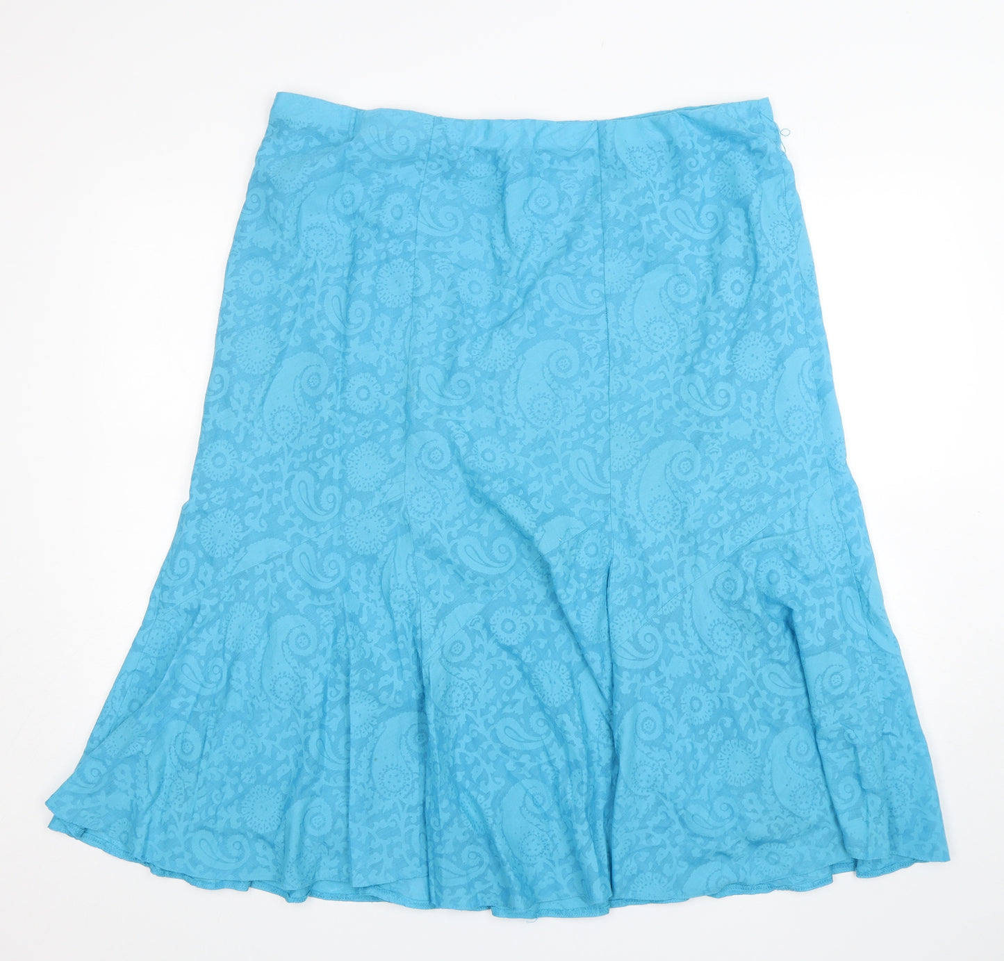M&Co Womens Blue Paisley Cotton A-Line Skirt Size 20