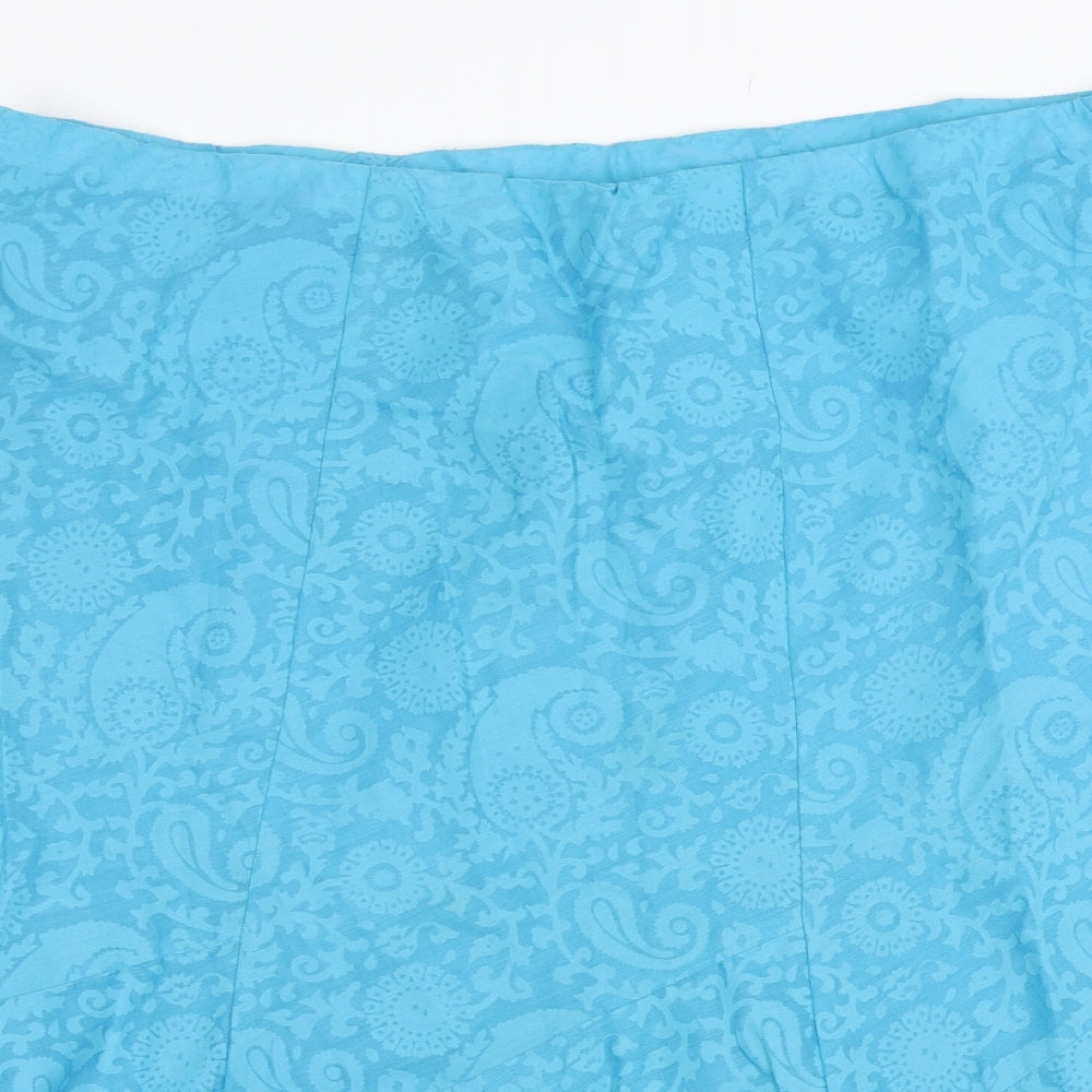 M&Co Womens Blue Paisley Cotton A-Line Skirt Size 20