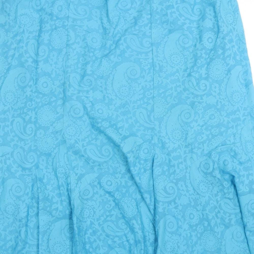 M&Co Womens Blue Paisley Cotton A-Line Skirt Size 20