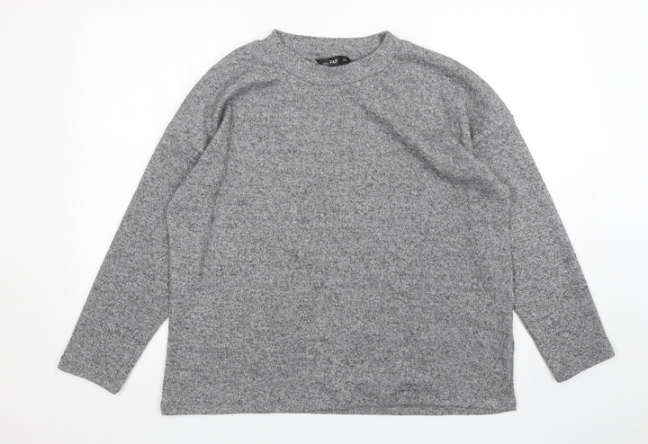 F&F Womens Grey Round Neck  Polyester Pullover Jumper Size 14