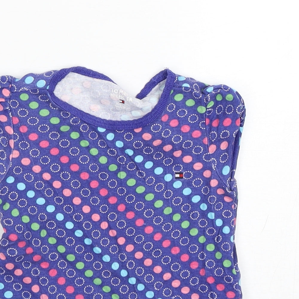 Tommy Hilfiger Girls Multicoloured Polka Dot Cotton Basic T-Shirt Size 2 Years Round Neck Pullover