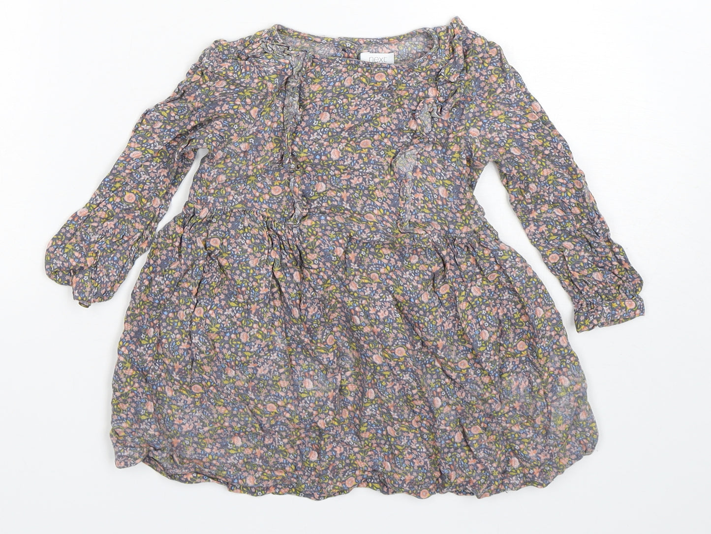 NEXT Girls Multicoloured Floral Viscose A-Line  Size 18-24 Months  Round Neck