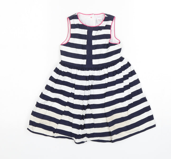 Mini Club Girls Multicoloured Striped Polyester A-Line  Size 18-24 Months  Round Neck Pullover