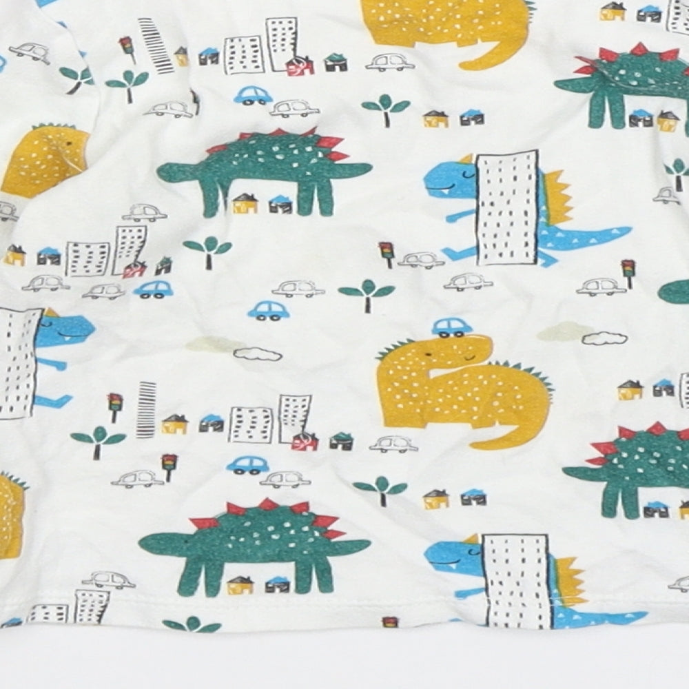 F&F Boys Multicoloured Geometric Cotton Basic T-Shirt Size 18-24 Months Round Neck Pullover - Dinosaur Print