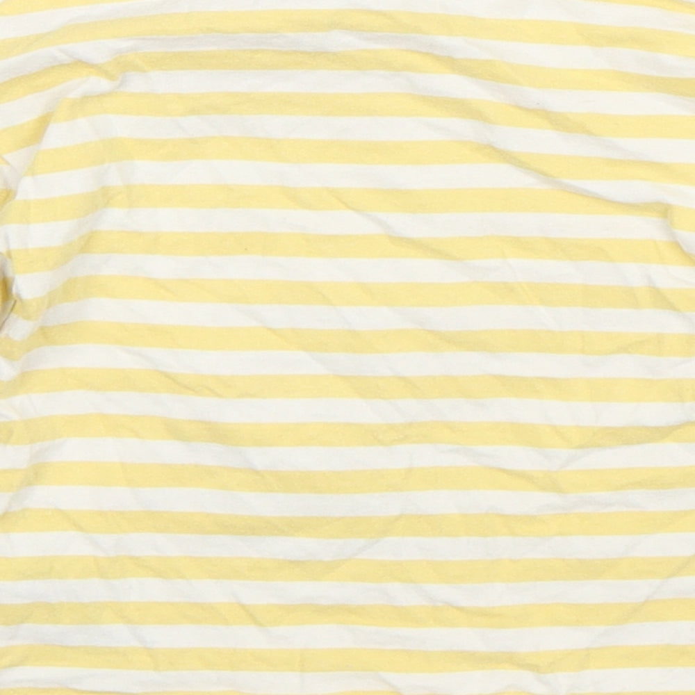 Marks and Spencer Baby Yellow Striped Cotton Basic T-Shirt Size 18-24 Months Round Neck Pullover - Lion