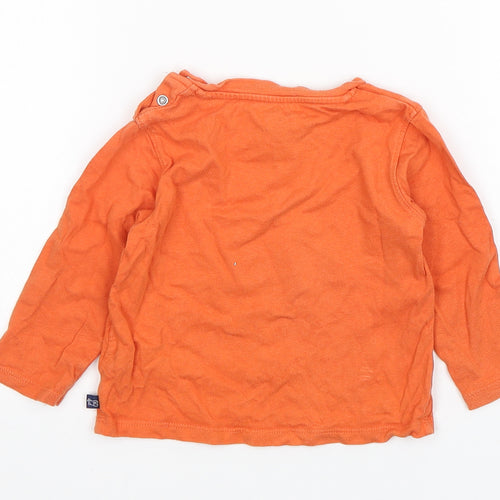 La Compagnie des Petits Boys Orange  Cotton Basic T-Shirt Size 2 Years Round Neck Pullover - Tractor