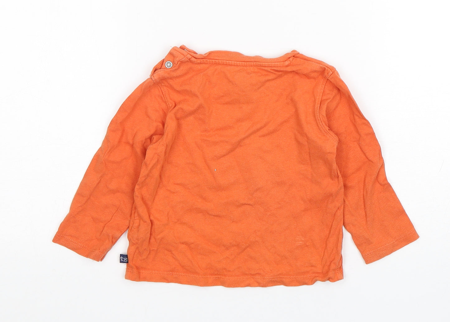 La Compagnie des Petits Boys Orange  Cotton Basic T-Shirt Size 2 Years Round Neck Pullover - Tractor