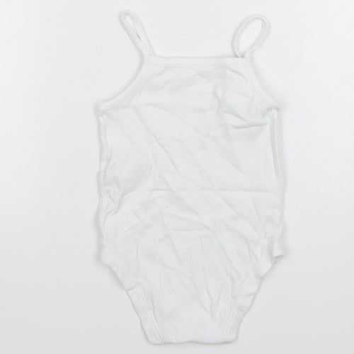 Marks and Spencer Baby White Spotted Cotton Leotard One-Piece Size 18-24 Months  Snap