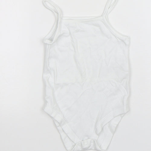 Marks and Spencer Baby White Spotted Cotton Leotard One-Piece Size 18-24 Months  Snap