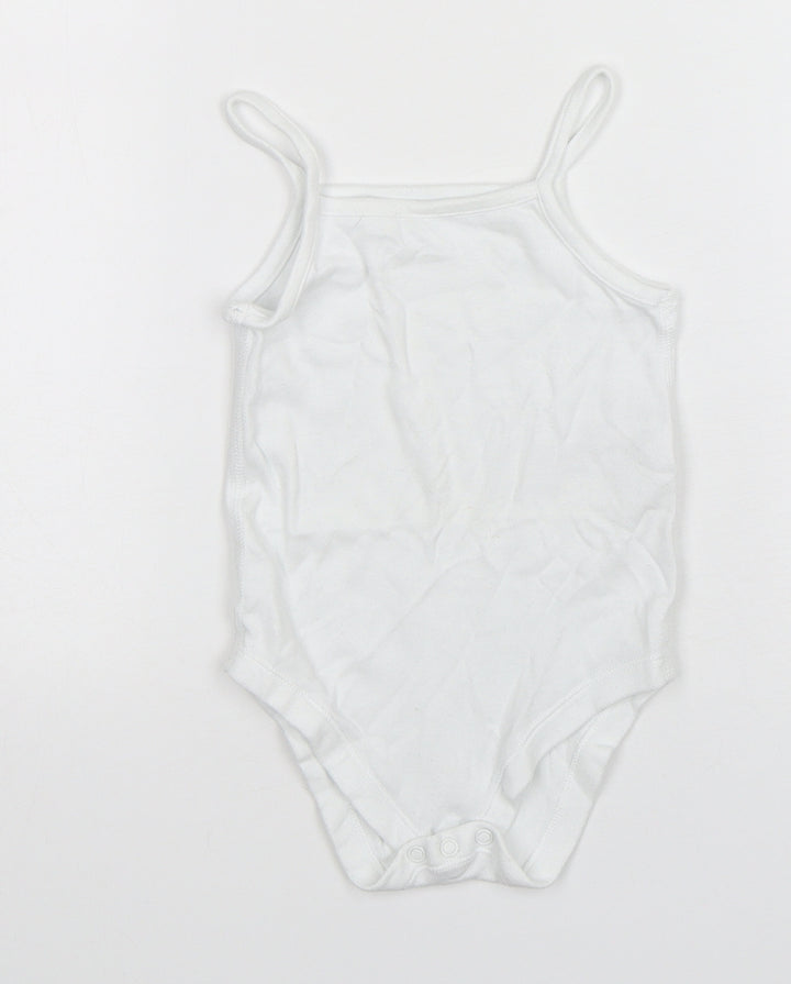 Marks and Spencer Baby White Spotted Cotton Leotard One-Piece Size 18-24 Months Snap