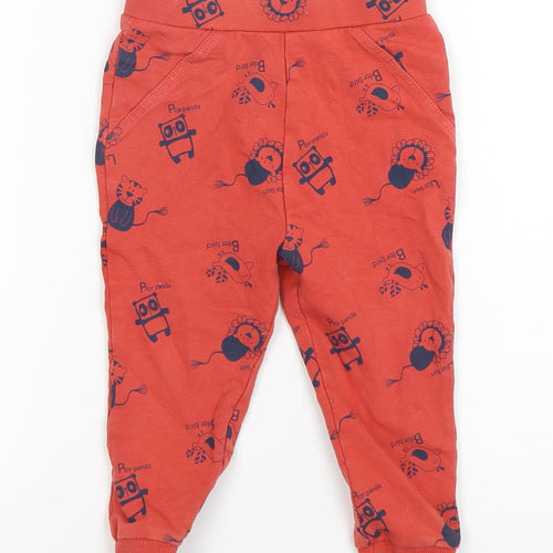 George Boys Red Geometric Cotton Sweatpants Trousers Size 18-24 Months   - Animal Print