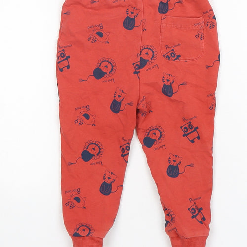 George Boys Red Geometric Cotton Sweatpants Trousers Size 18-24 Months   - Animal Print