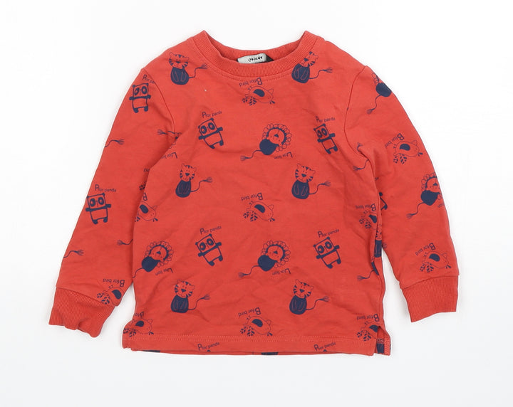 George Boys Red Spotted Cotton Pullover Jumper Size 18-24 Months  Pullover