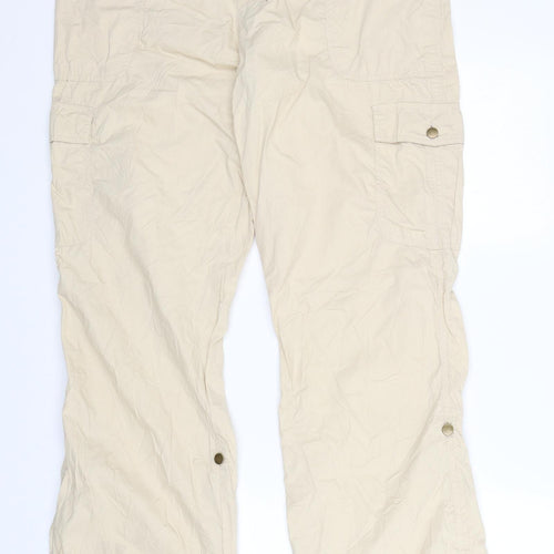 Denim Co Womens Beige  Cotton Cargo Trousers Size 18 L33 in Regular Drawstring