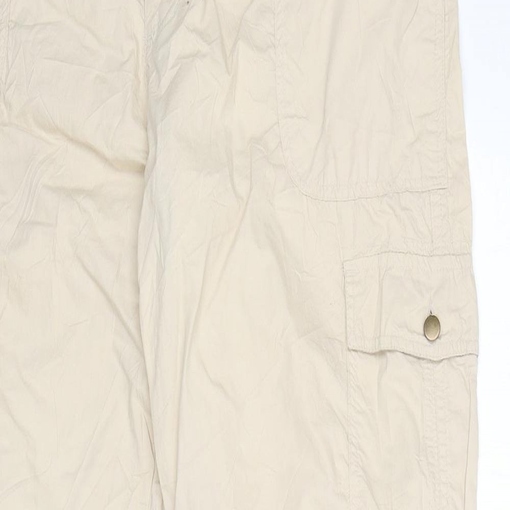 Denim Co Womens Beige  Cotton Cargo Trousers Size 18 L33 in Regular Drawstring