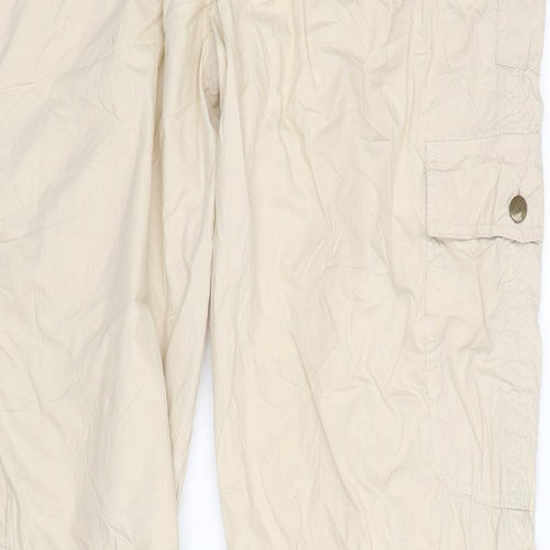 Denim Co Womens Beige  Cotton Cargo Trousers Size 18 L33 in Regular Drawstring