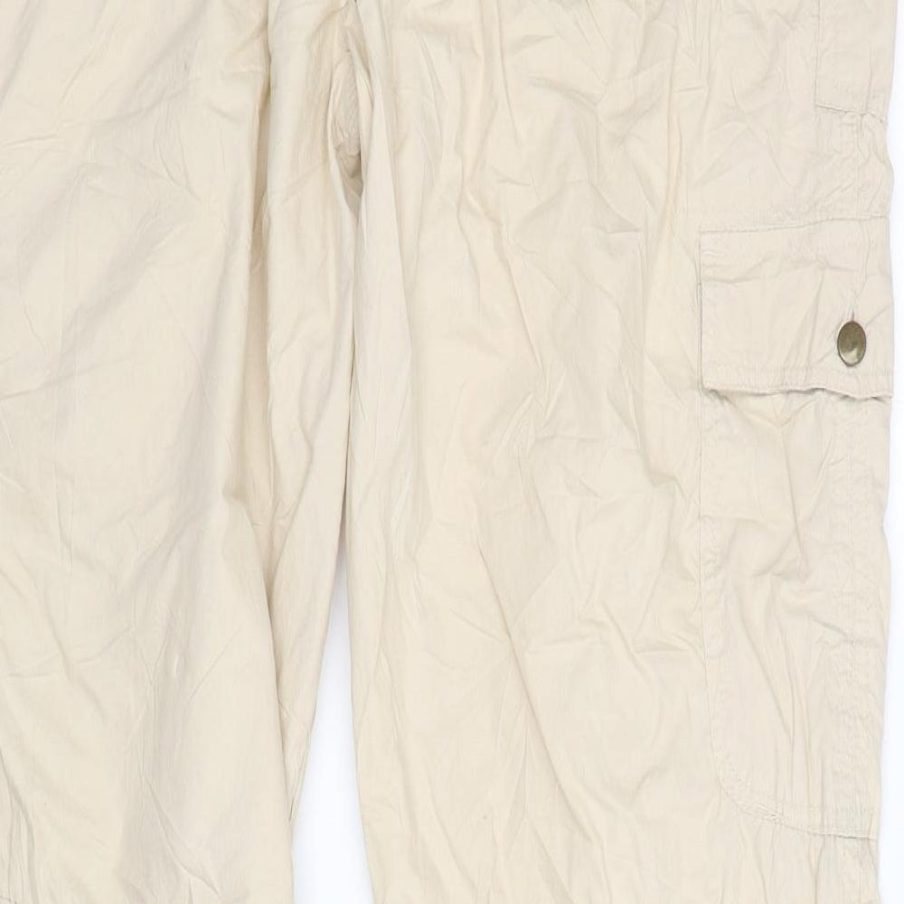 Denim Co Womens Beige  Cotton Cargo Trousers Size 18 L33 in Regular Drawstring
