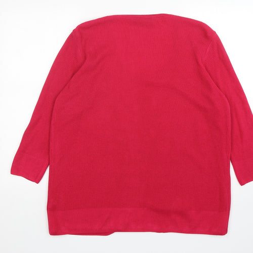 Marks and Spencer Womens Pink Round Neck  Acrylic Cardigan Jumper Size 22   - Cardigan and Top All in One