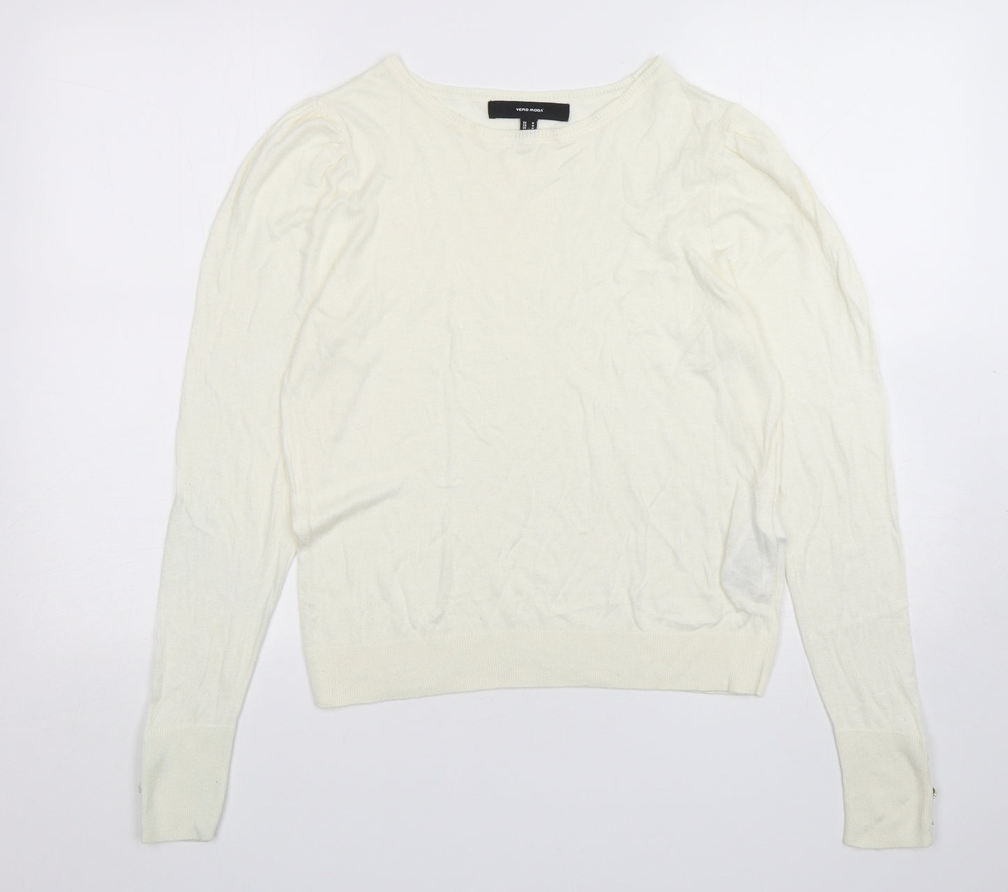 VERO MODA Womens Ivory Round Neck  Modal Pullover Jumper Size M