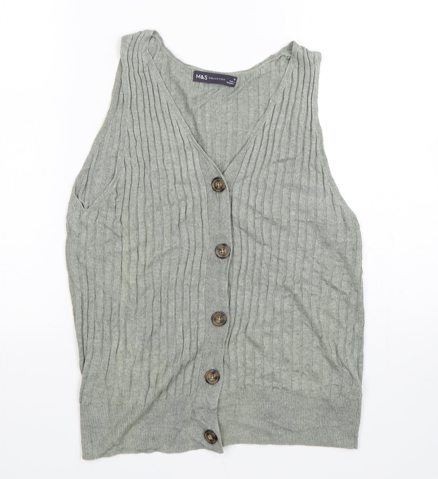 Marks and Spencer Womens Green V-Neck  Viscose Cardigan Jumper Size 14