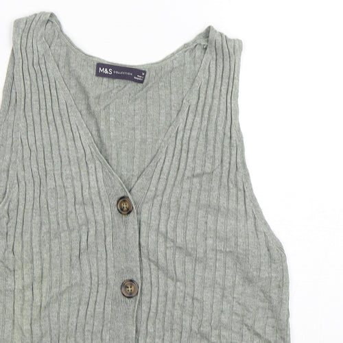 Marks and Spencer Womens Green V-Neck  Viscose Cardigan Jumper Size 14