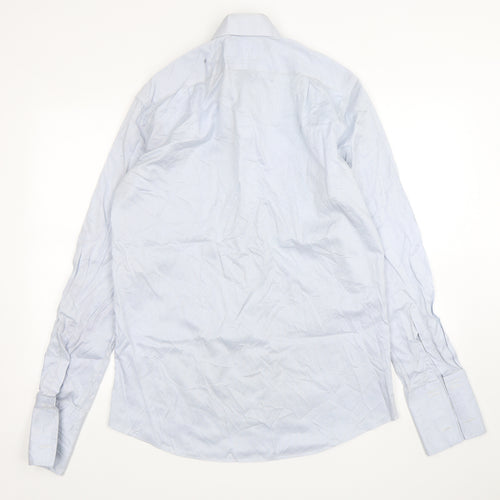 Charles Tyrwhitt Mens Blue Houndstooth Polyester  Dress Shirt Size 16 Collared Button