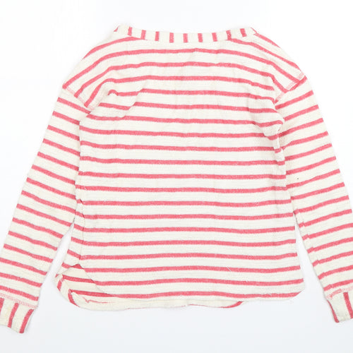 Marks and Spencer Womens Multicoloured Round Neck Striped Cotton Pullover Jumper Size 8