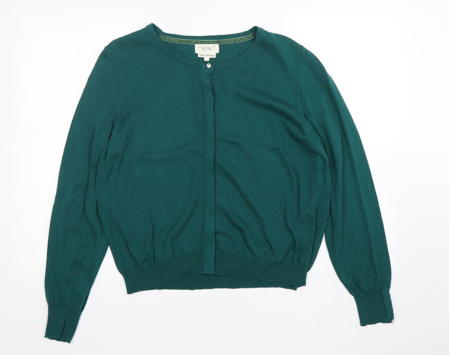 NEXT Womens Green Round Neck  Cotton Cardigan Jumper Size 20