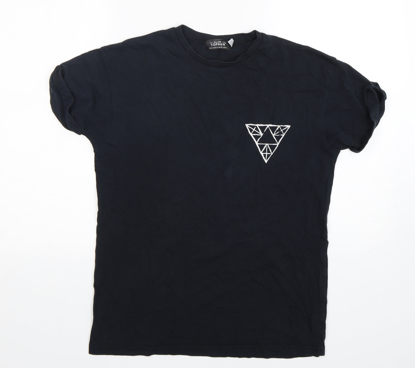Topman  Mens Black  Cotton  T-Shirt Size S Round Neck