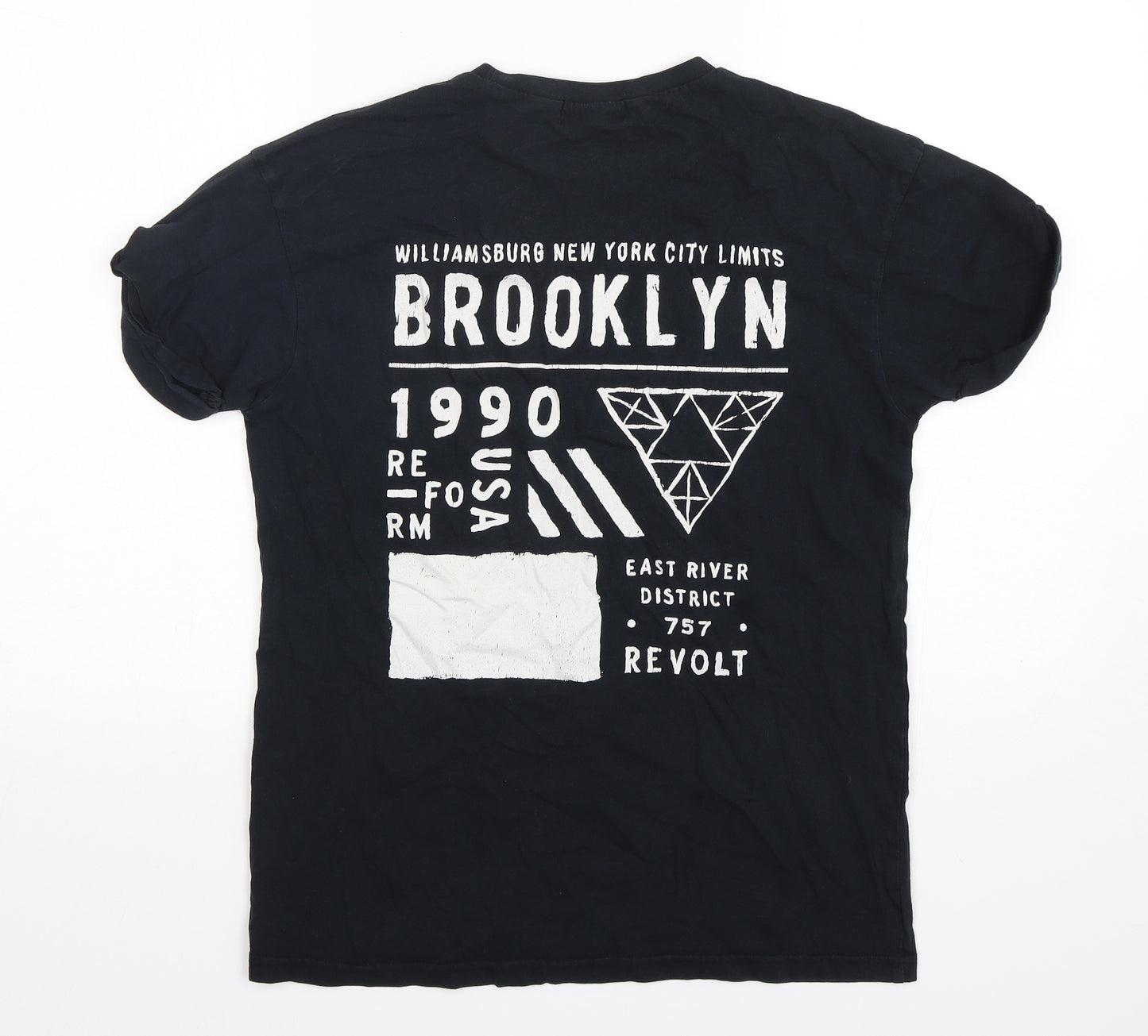 Topman  Mens Black  Cotton  T-Shirt Size S Round Neck