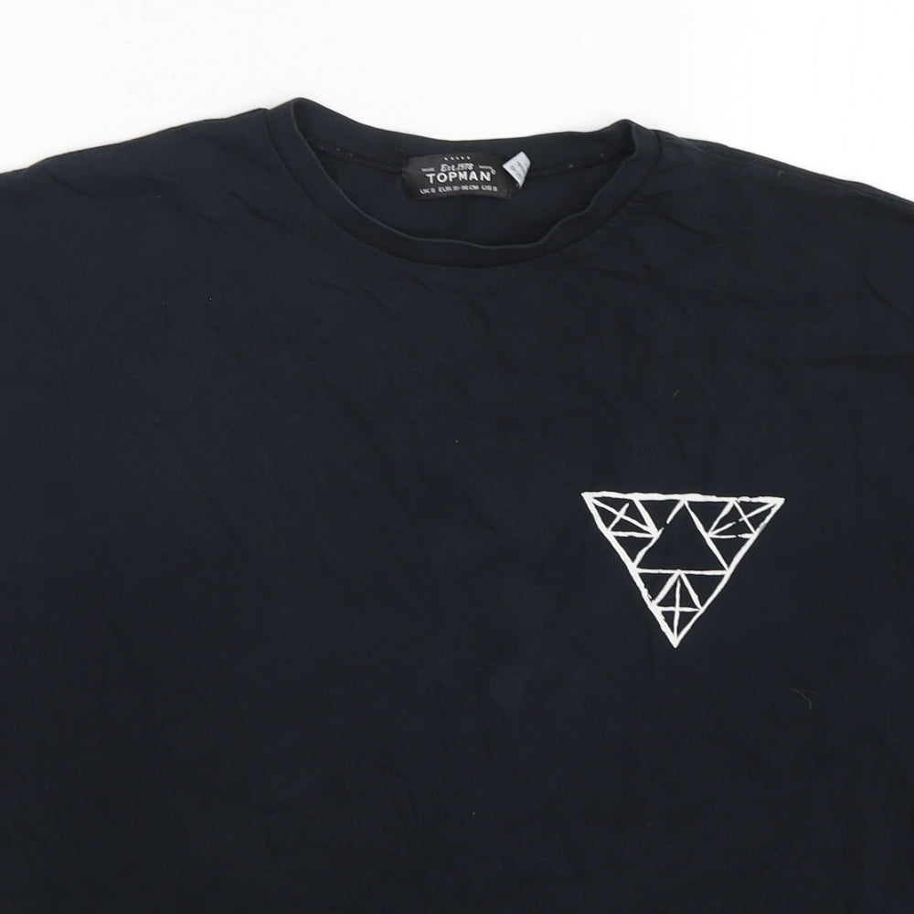 Topman  Mens Black  Cotton  T-Shirt Size S Round Neck
