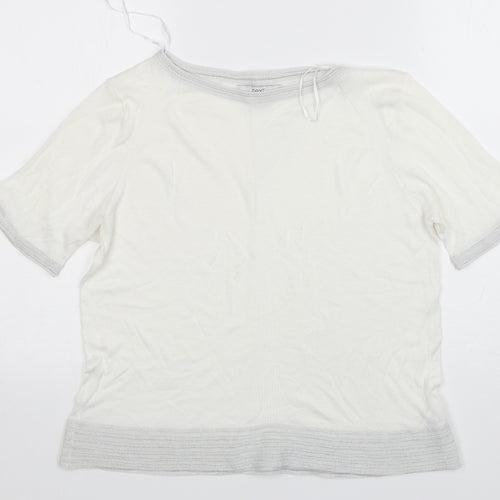 NEXT Womens White Round Neck  Viscose Pullover Jumper Size 14