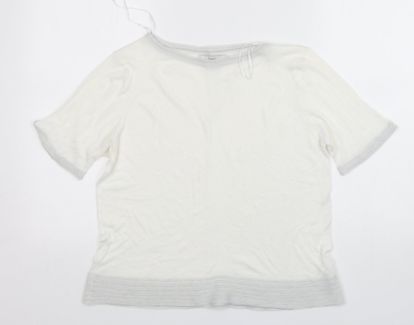 NEXT Womens White Round Neck  Viscose Pullover Jumper Size 14