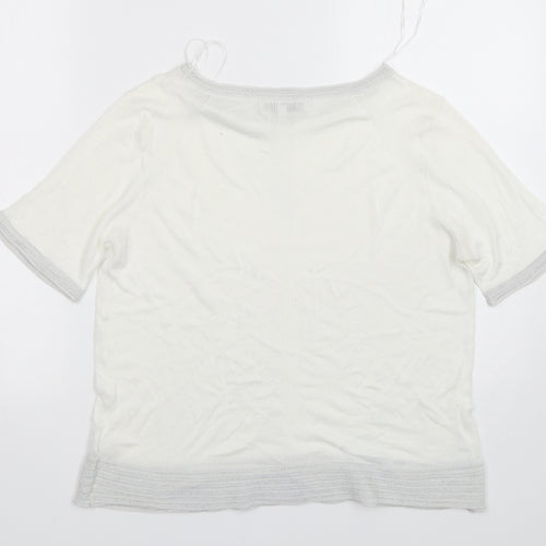 NEXT Womens White Round Neck  Viscose Pullover Jumper Size 14