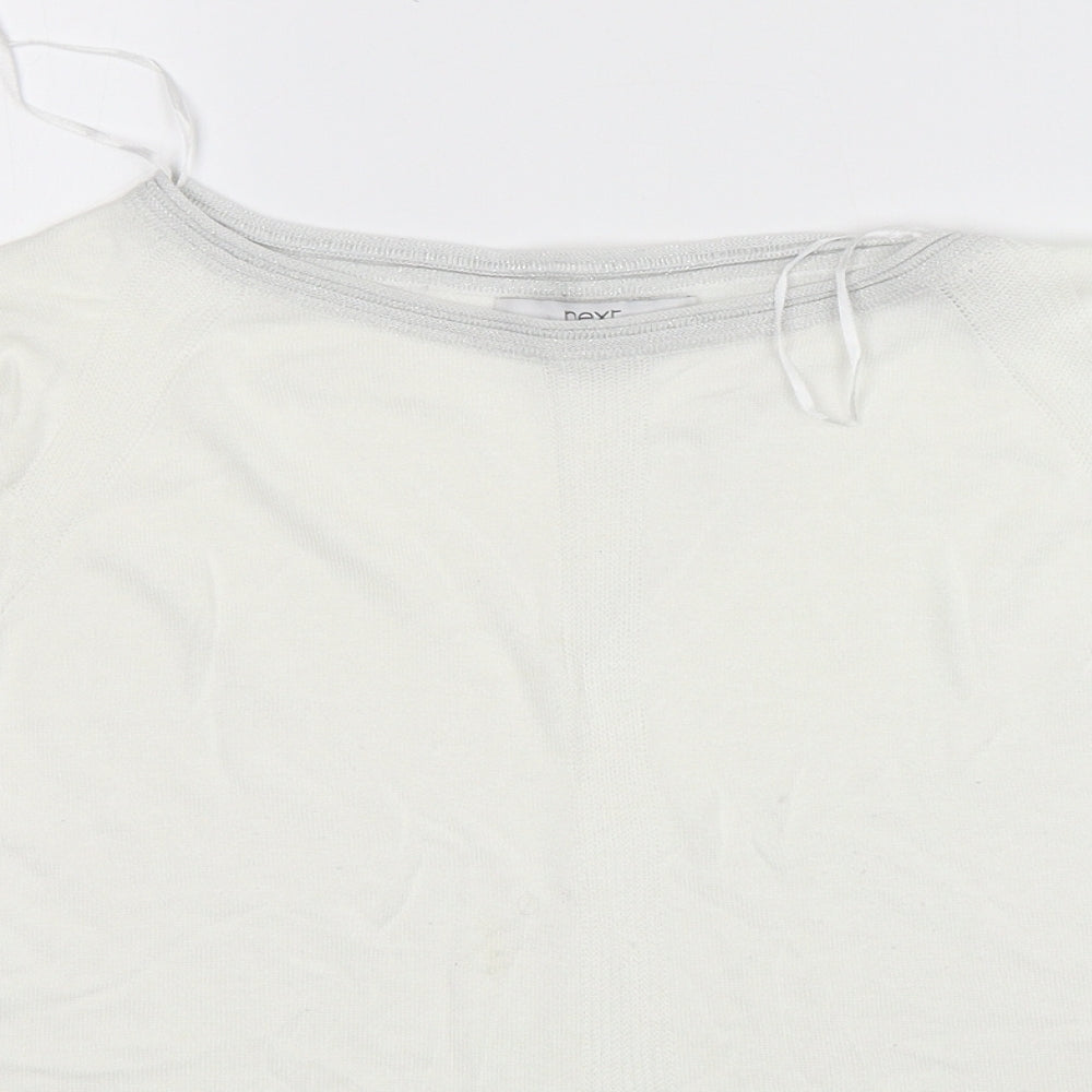 NEXT Womens White Round Neck  Viscose Pullover Jumper Size 14