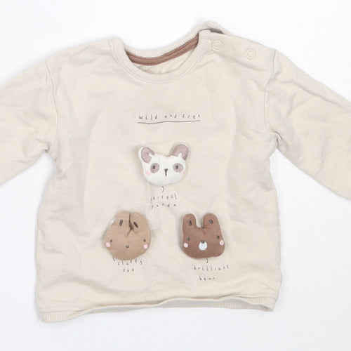 George Boys Beige  Cotton Pullover Jumper Size 0-3 Months
