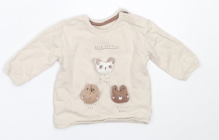 George Boys Beige  Cotton Pullover Jumper Size 0-3 Months