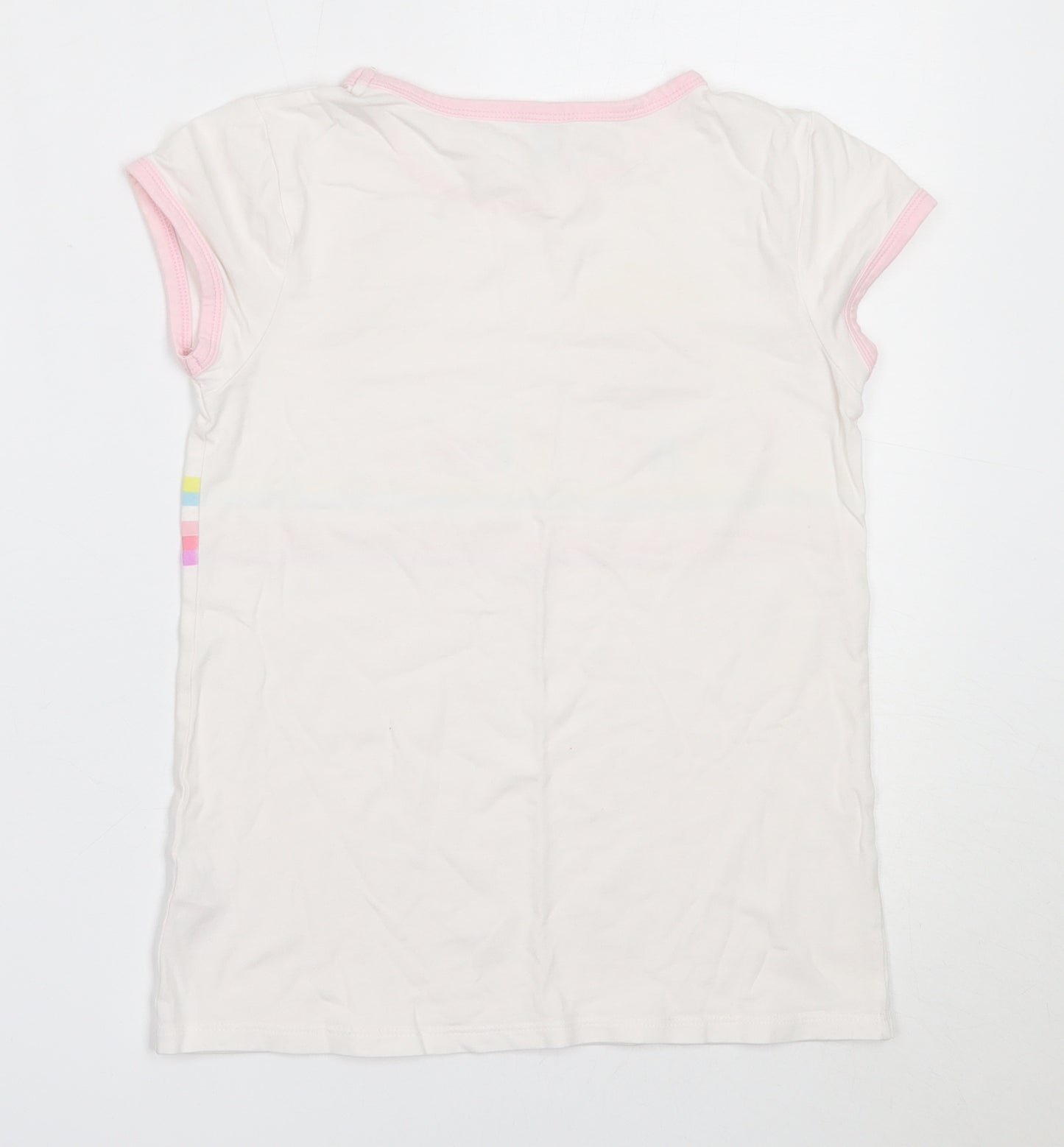 TU Girls White  Cotton Basic T-Shirt Size 9 Years Round Neck  - beach