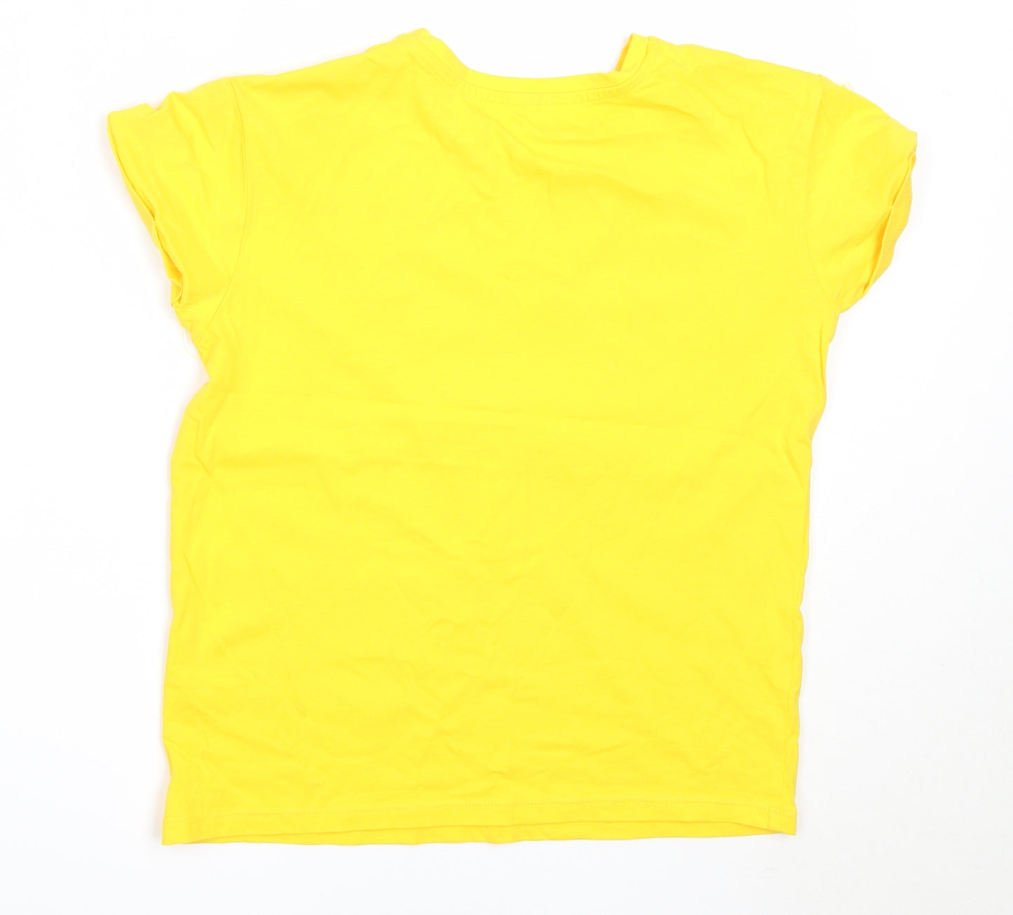 George Girls Yellow  Cotton Basic T-Shirt Size 9-10 Years Round Neck  - Pudsey Bear Children in Need