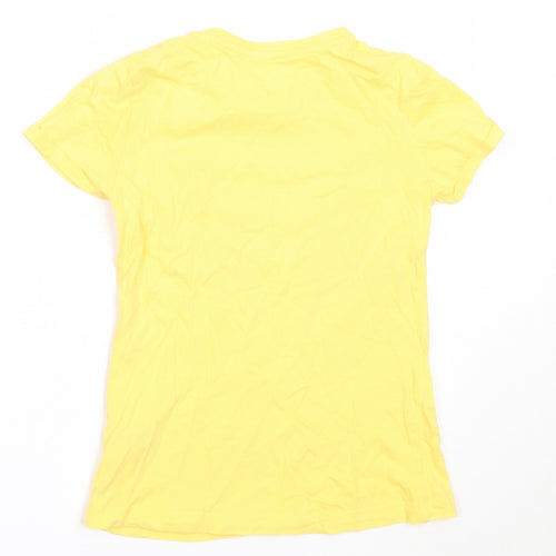 Dunnes Stores Girls Yellow  Cotton Basic T-Shirt Size 8 Years Round Neck