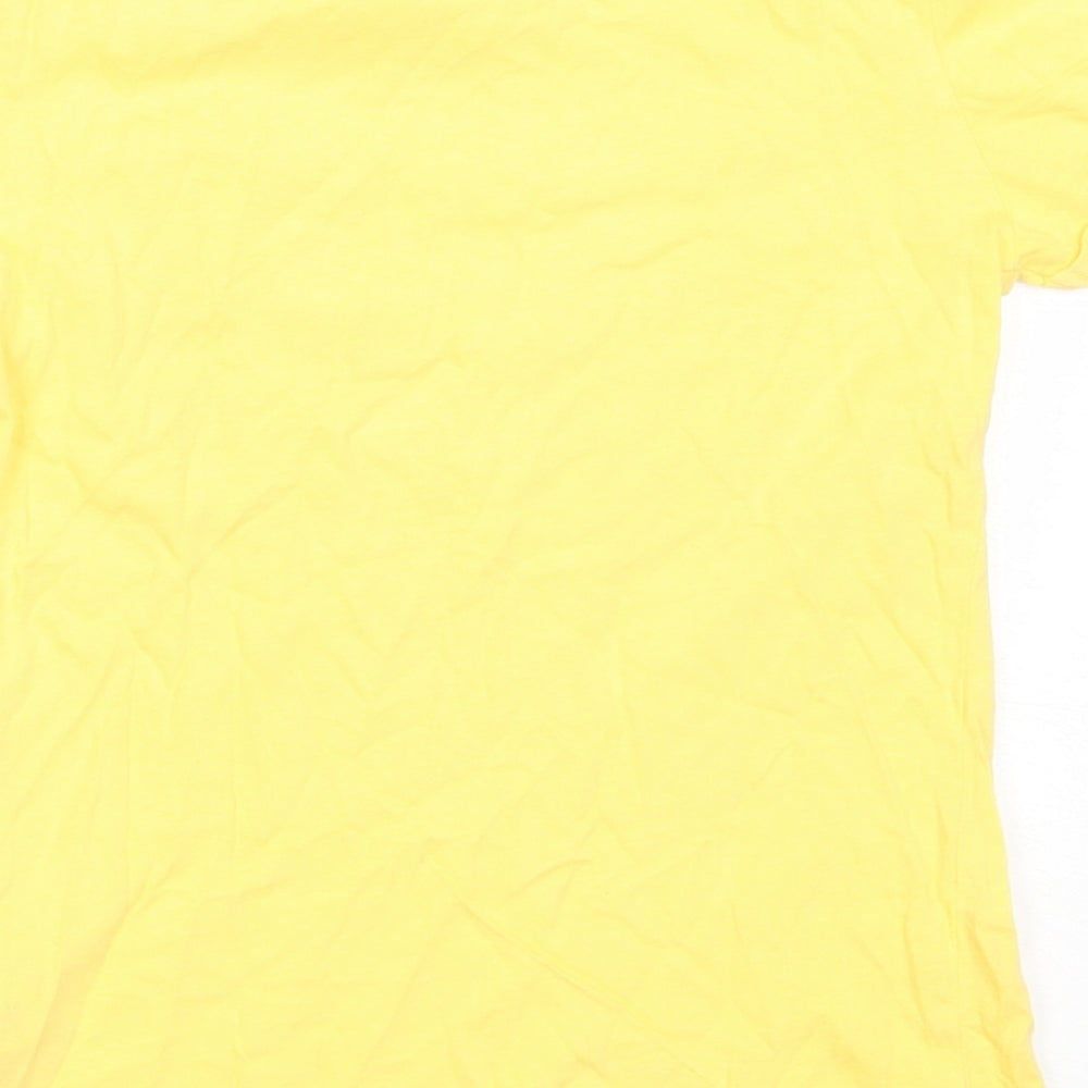Dunnes Stores Girls Yellow  Cotton Basic T-Shirt Size 8 Years Round Neck