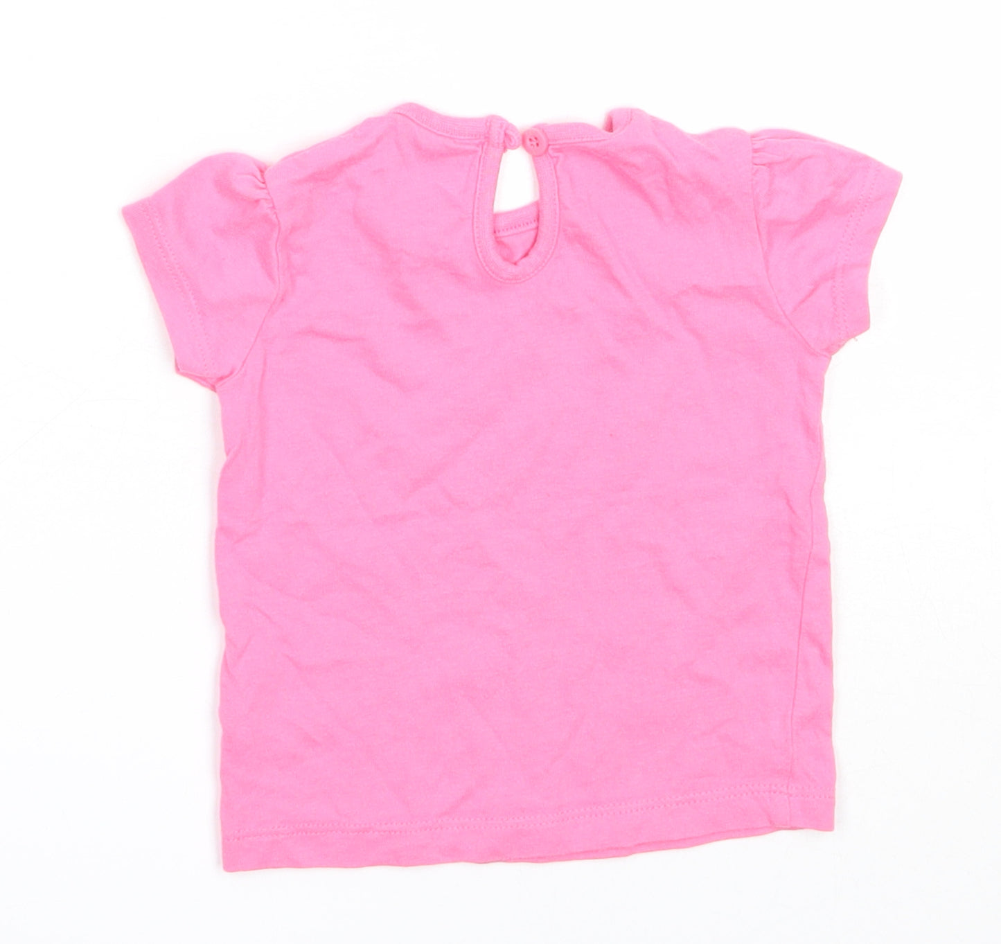 F&F Girls Pink  Cotton Basic T-Shirt Size 0-3 Months Round Neck